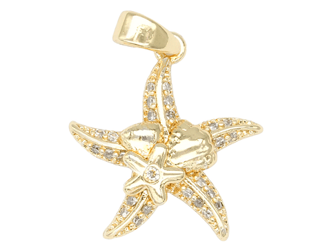 RODIO DORADO DIJE ESTRELLA DE MAR ZIRCON 18*16MM