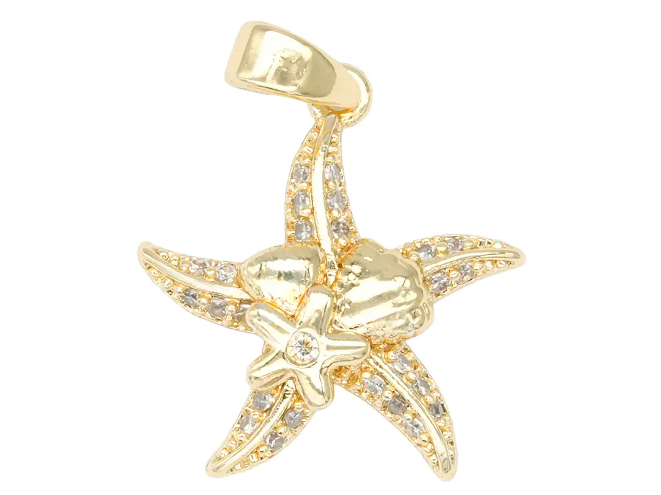RODIO DORADO DIJE ESTRELLA DE MAR ZIRCON 18*16MM 1