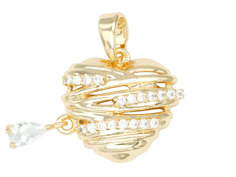 RODIO DORADO DIJE CORAZON LAGRIMA ZIRCON 14*16MM