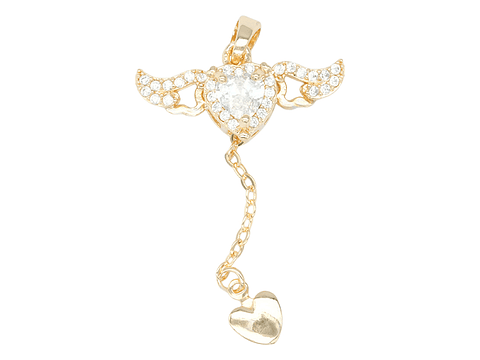 RODIO DORADO DIJE ALAS DE ANGEL CORAZON ZIRCON 40*20MM