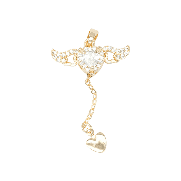 RODIO DORADO DIJE ALAS DE ANGEL CORAZON ZIRCON 40*20MM 1