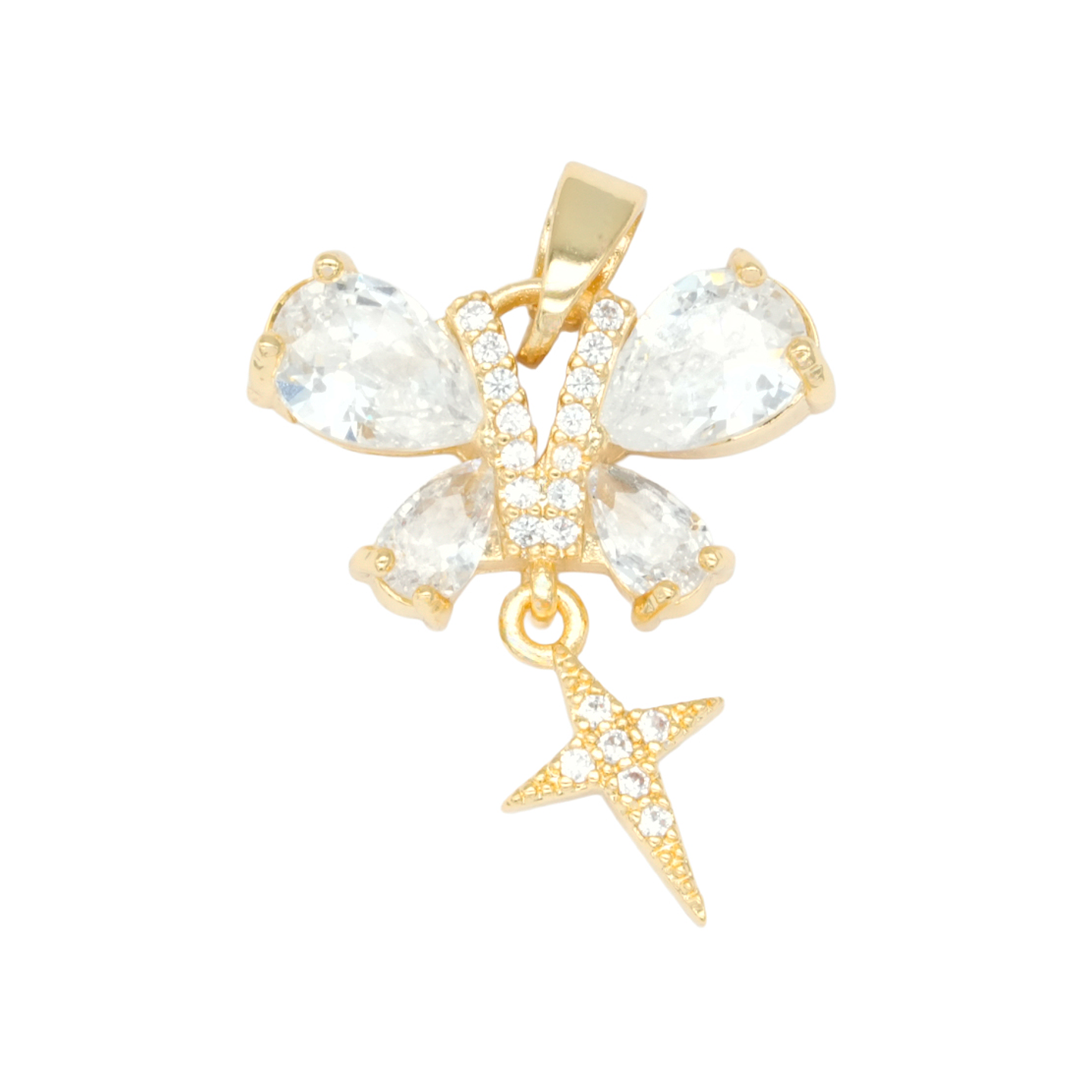 RODIO DORADO DIJE MARIPOSA ESTRELLA ZIRCON 11*18MM 1