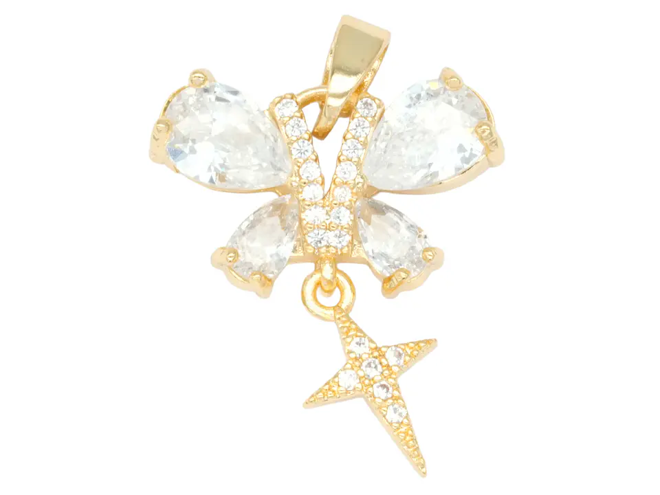 RODIO DORADO DIJE MARIPOSA ESTRELLA ZIRCON 11*18MM 1