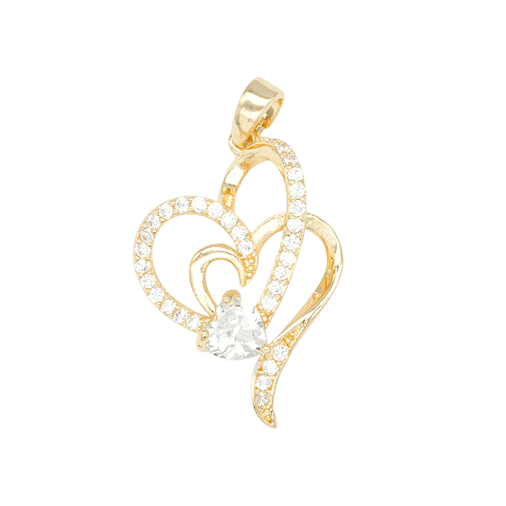 RODIO DORADO DIJE CORAZON DOS ZIRCON 25*17MM 1