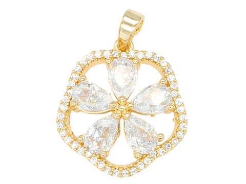 RODIO DORADO DIJE FLOR ZIRCON 20*18MM