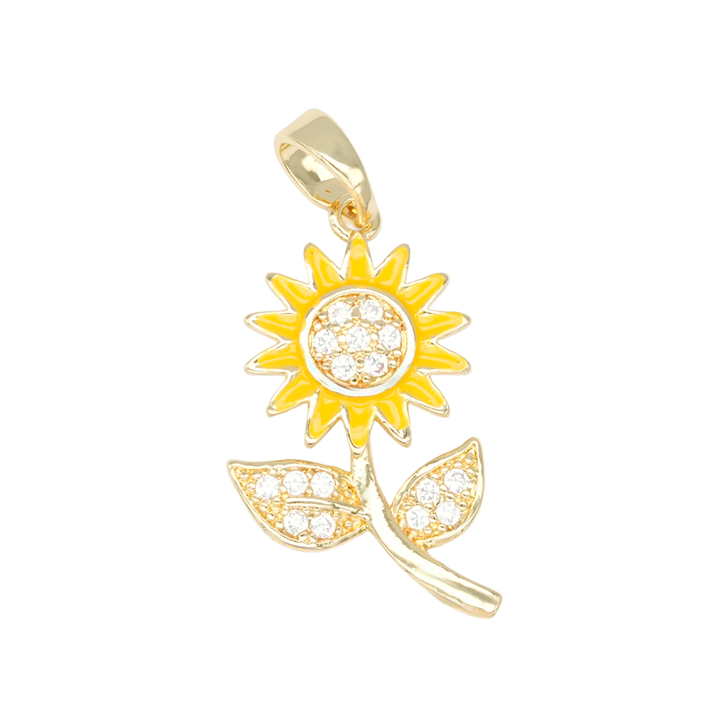 RODIO DORADO DIJE GIRASOL ZIRCON 22*12MM 1