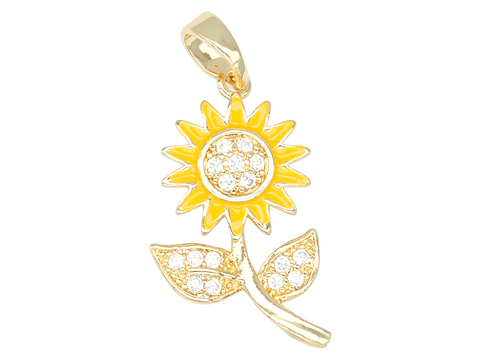 RODIO DORADO DIJE GIRASOL ZIRCON 22*12MM
