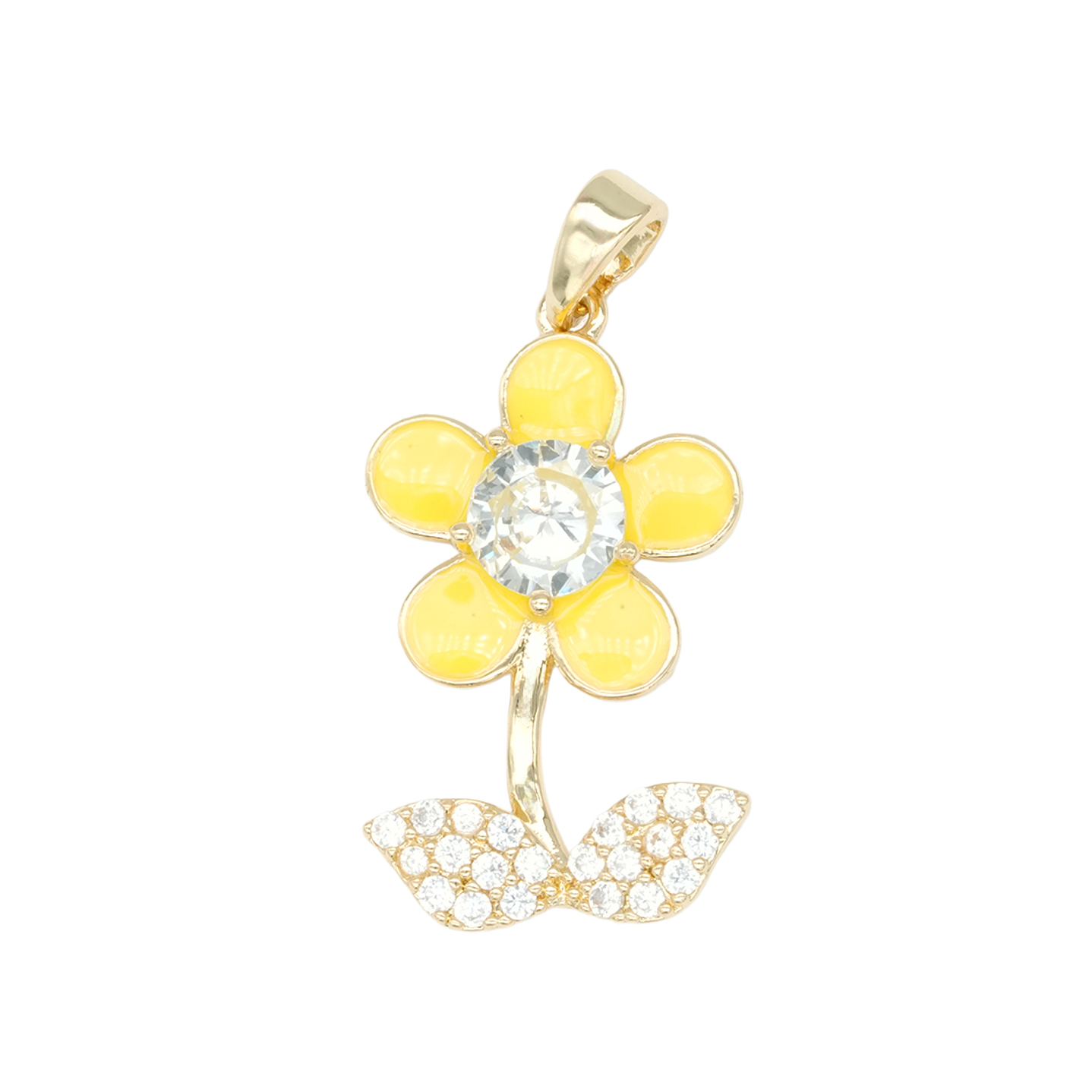 RODIO DORADO DIJE MARGARITA AMARILLO ZIRCON 24*14MM 1