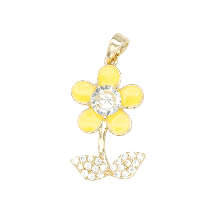 RODIO DORADO DIJE MARGARITA AMARILLO ZIRCON 24*14MM 1