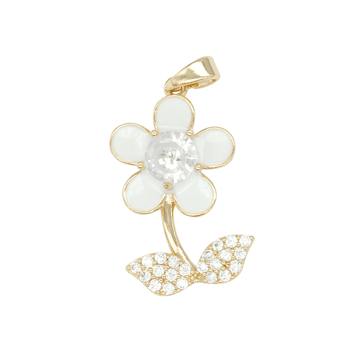 RODIO DORADO DIJE MARGARITA BLANCA ZIRCON 24*14MM 1