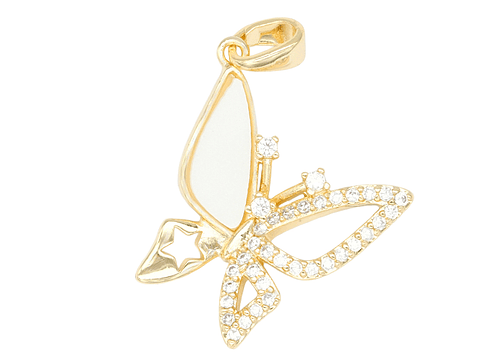 RODIO DORADO DIJE MARIPOSA NACAR ZIRCON 19*19MM