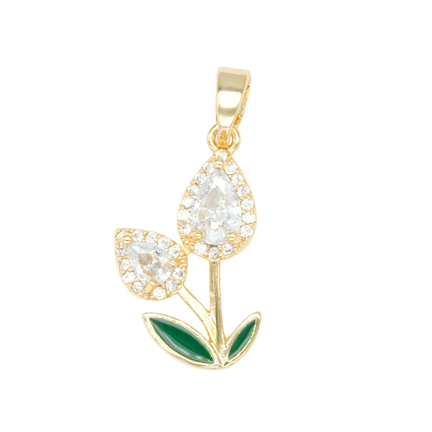 RODIO DORADO DIJE TULIPAN DOBLE ZIRCON 20*12MM 1