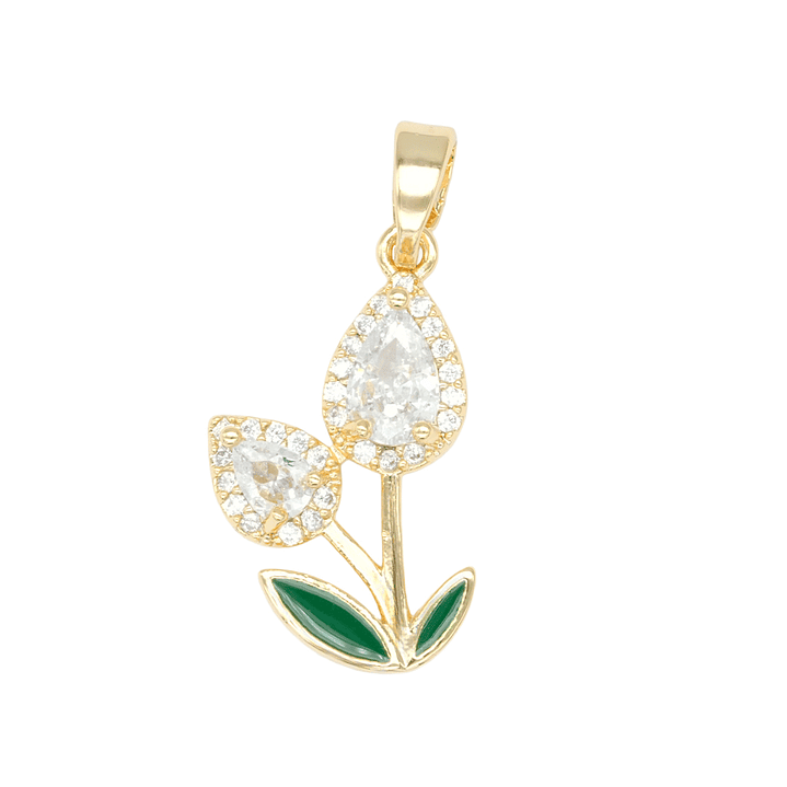 RODIO DORADO DIJE TULIPAN DOBLE ZIRCON 20*12MM 1