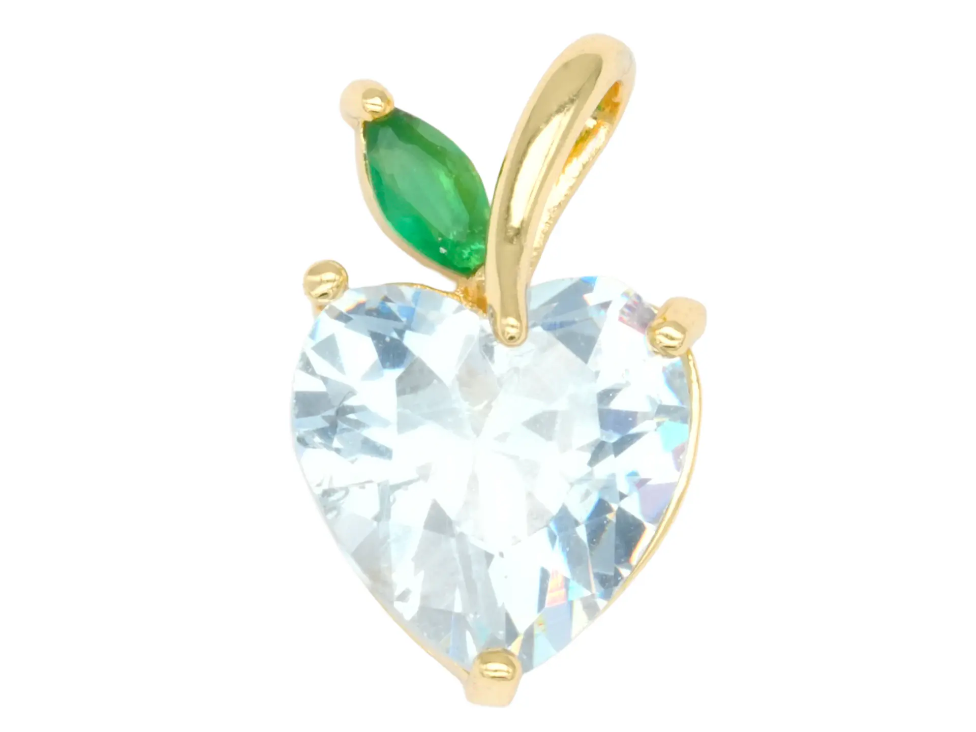 RODIO DORADO DIJE CORAZON HOJA ZIRCON 17*10MM 1