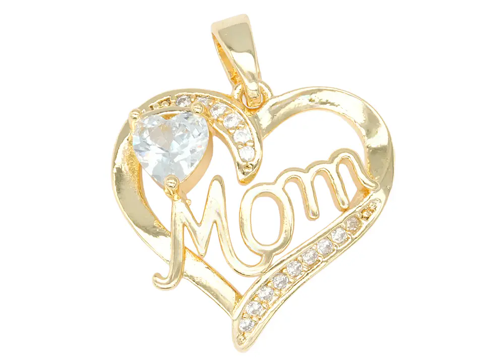 RODIO DORADO DIJE CORAZON MOM ZIRCON 18*18MM 1