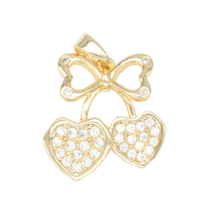 RODIO DORADO DIJE MOÑO CORAZON ZIRCON 19*19MM