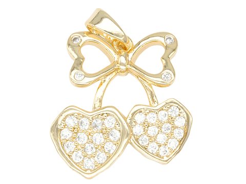 RODIO DORADO DIJE MOÑO CORAZON ZIRCON 19*19MM