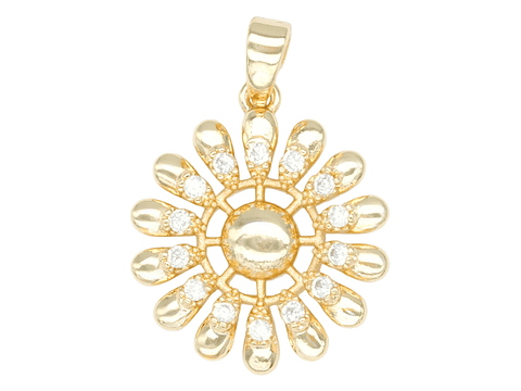 RODIO DORADO DIJE GIRASOL ZIRCON 16MM