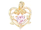 RODIO DORADO DIJE CORAZON ROSAS ZIRCON ROSADO 18*18MM - thumbnail 1