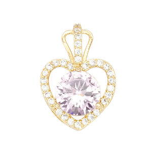RODIO DORADO DIJE CORAZON ZIRCON ROSADO 19*13MM