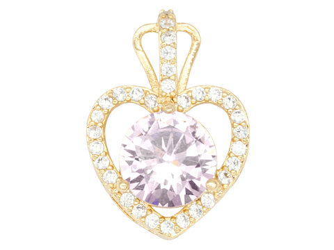 RODIO DORADO DIJE CORAZON ZIRCON ROSADO 19*13MM