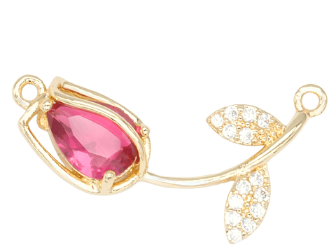 RODIO DORADO CENTRO TULI PAN FUCSIA 22*11MM