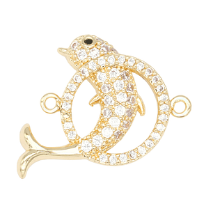 RODIO DORADO CENTRO DELFIN CIRCULO ZIRCON 15*22MM