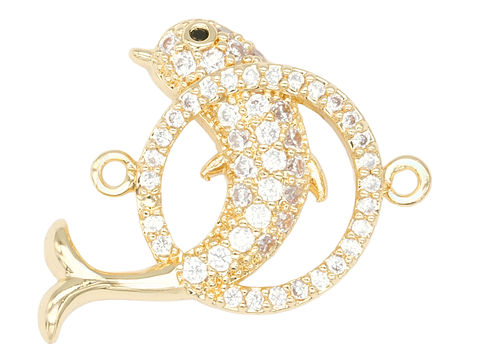 RODIO DORADO CENTRO DELFIN CIRCULO ZIRCON 15*22MM