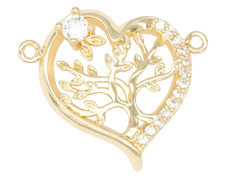 RODIO DORADO CENTRO CORAZON ARBOL VIDA ZIRCON 17*21MM