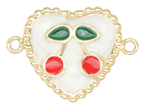 RODIO DORADO CENTRO CORAZON BLANCO CEREZA 14*15MM