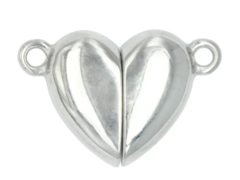 ACERO PLATEADO BROCHE CORAZON PAREJA IMAN 12MM