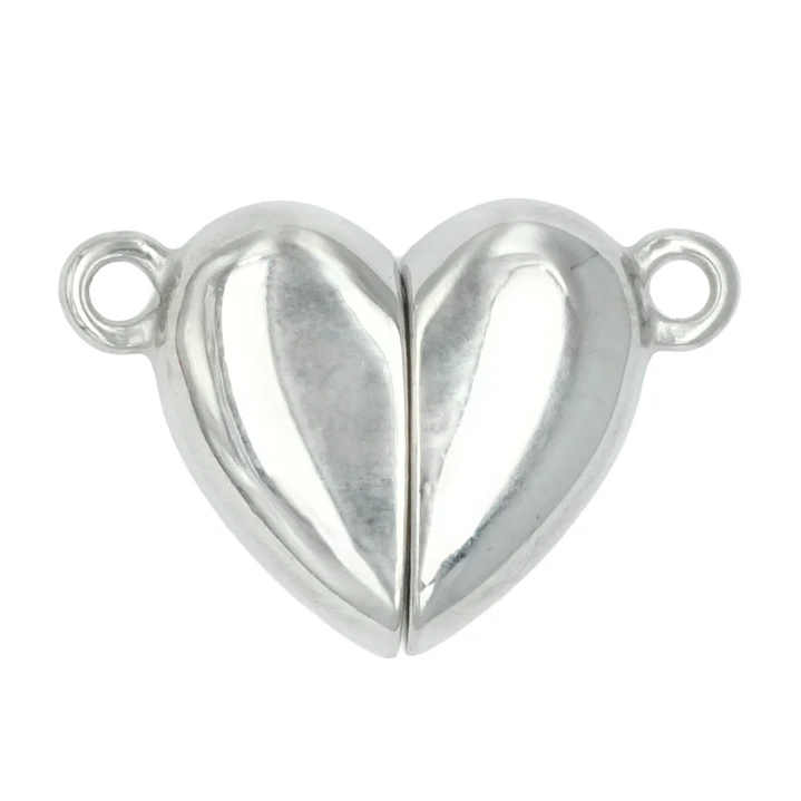 ACERO PLATEADO BROCHE CORAZON PAREJA IMAN 12MM 1