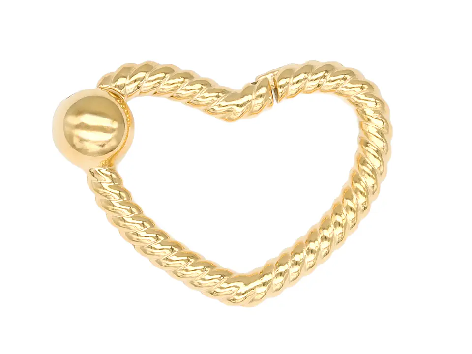 ACERO DORADO BROCHE CORAZON SILUETA ACANADO 22*16MM 1