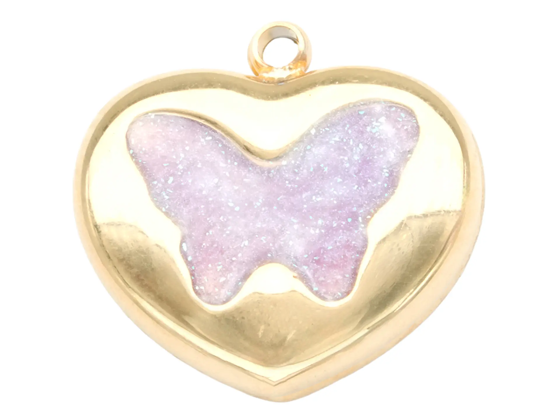 ACERO DORADO DIJE CORAZON MARIPOSA LILA 15*15MM 1