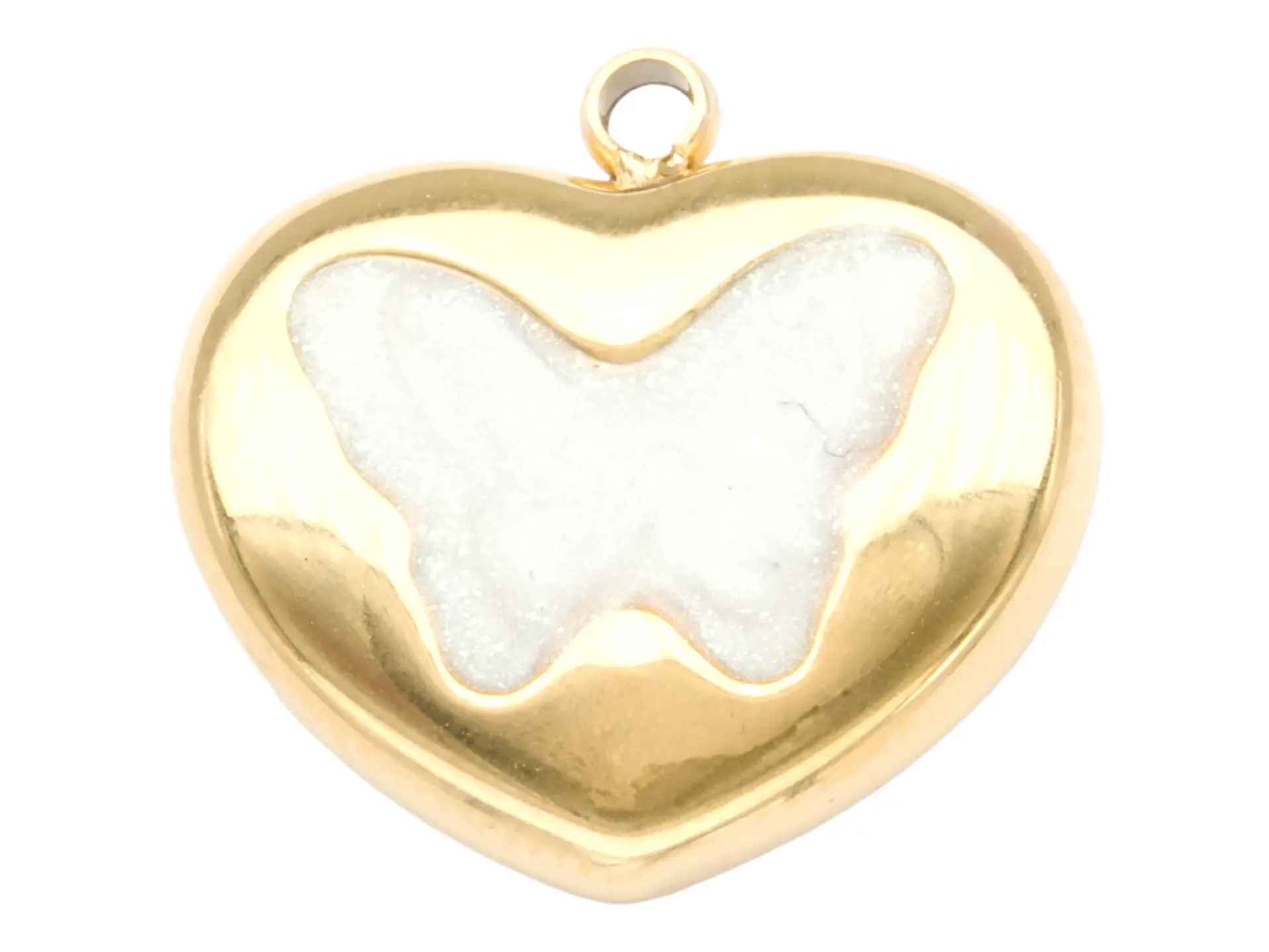 ACERO DORADO DIJE CORAZON MARIPOSA BLANCO 15*15MM 1
