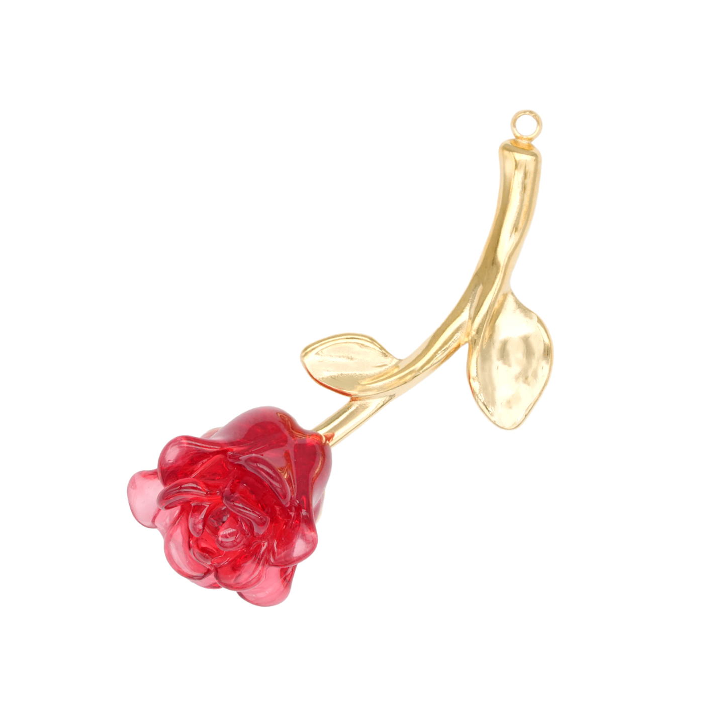 ACERO DORADO DIJE ROSA ROJO 42*14MM 1