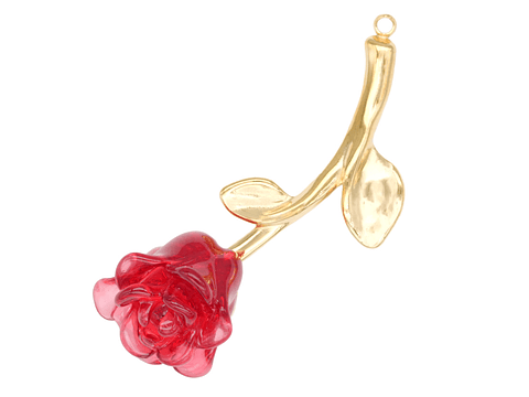 ACERO DORADO DIJE ROSA ROJO 42*14MM