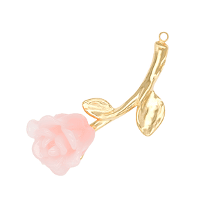 ACERO DORADO DIJE ROSA ROSADO 42*14MM