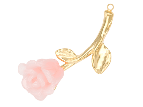 ACERO DORADO DIJE ROSA ROSADO 42*14MM