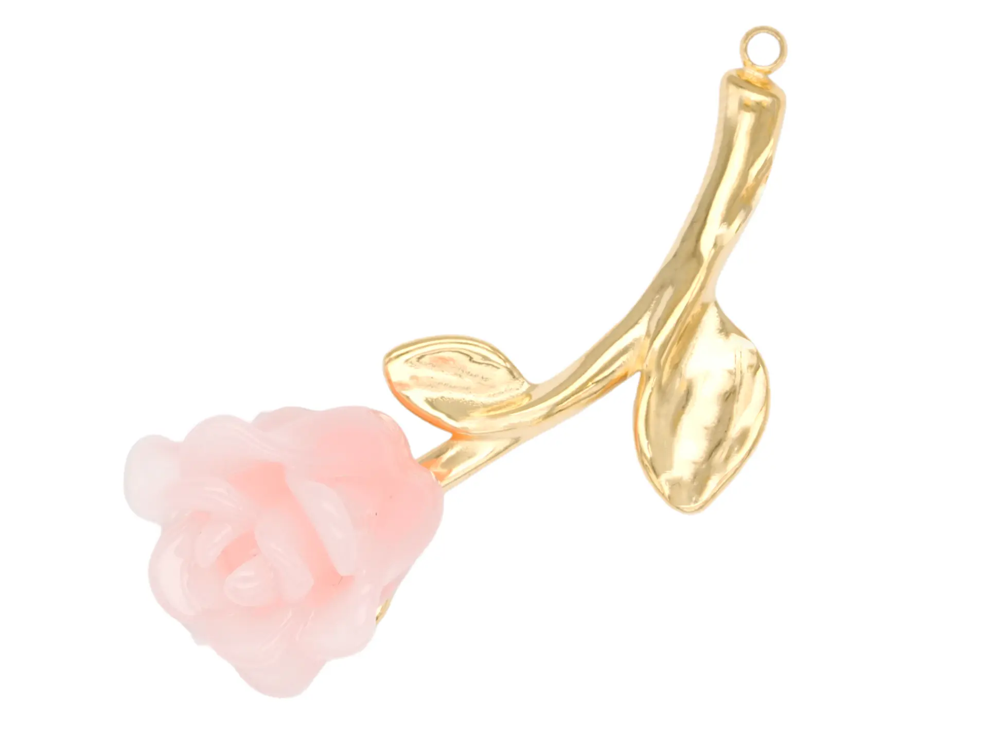 ACERO DORADO DIJE ROSA ROSADO 42*14MM 1