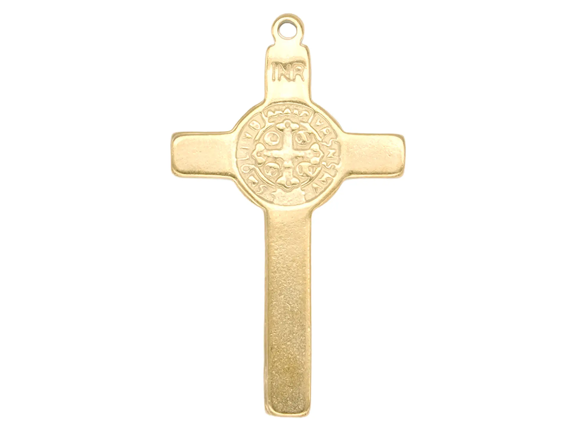 ACERO DORADO CRUZ SAN BENITO RELIEVE 33*19*2MM 2
