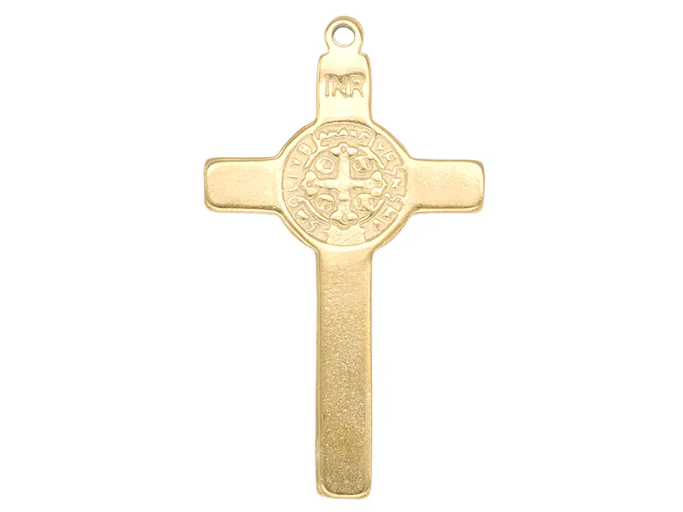 ACERO DORADO CRUZ SAN BENITO RELIEVE 33*19*2MM 2