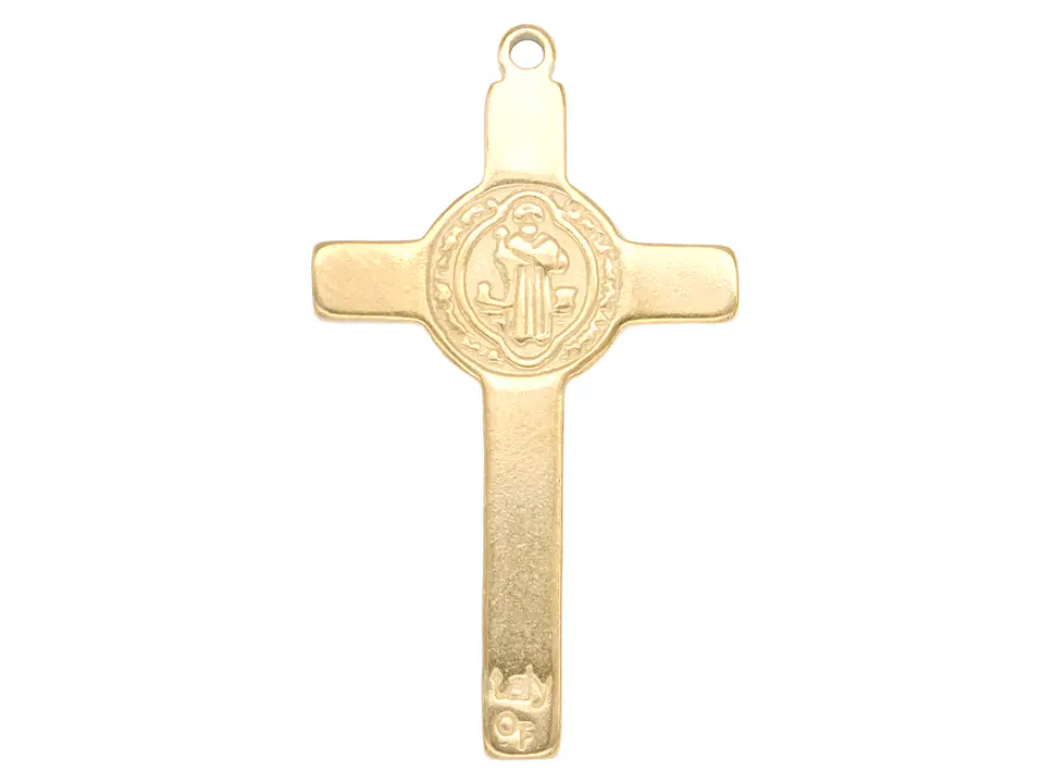 ACERO DORADO CRUZ SAN BENITO RELIEVE 33*19*2MM 1