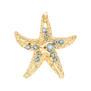 ACERO DORADO DIJE ESTRELLA DE MAR PERLA GRIS 50*46MM