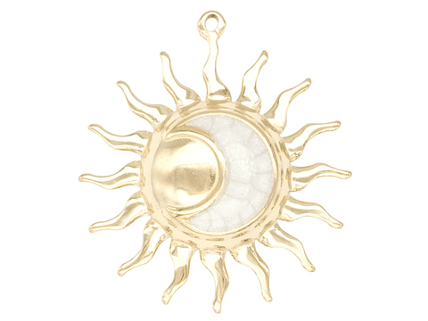 ACERO DORADO DIJE SOL LUNA BLANCO 26MM