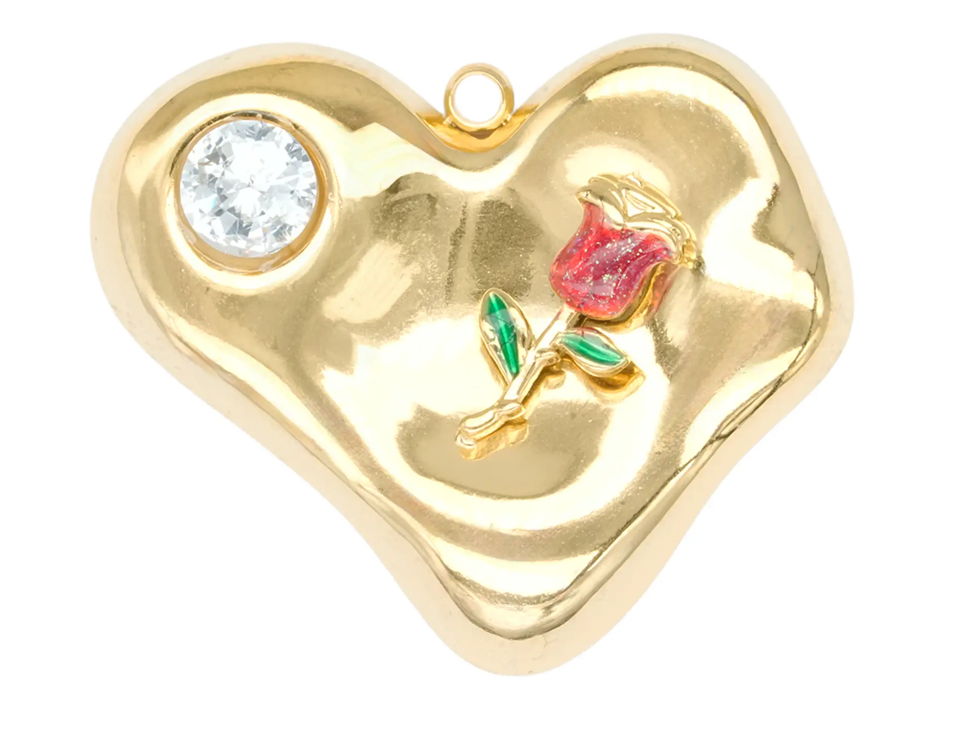 ACERO DORADO DIJE CORAZON AMORFO TULIPAN ZIRCON 25*20MM 1