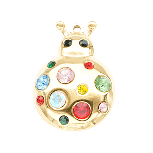 ACERO DORADO DIJE MARIQUITA ZIRCON MIX 30*21MM