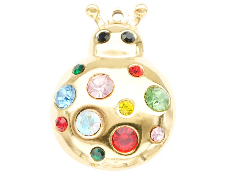 ACERO DORADO DIJE MARIQUITA ZIRCON MIX 30*21MM 1