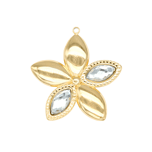 ACERO DORADO DIJE FLOR ZIRCON 30*30MM