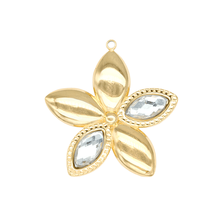 ACERO DORADO DIJE FLOR ZIRCON 30*30MM 1